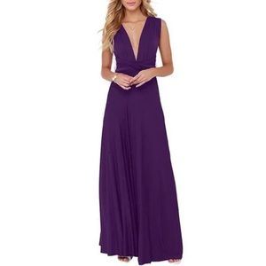 Women Convertible Multi Ways Wrap Dress Purple